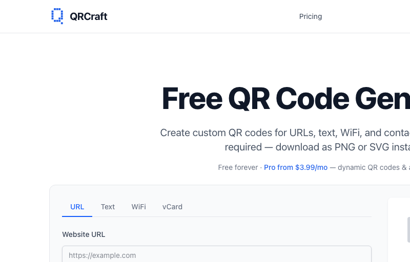 Step 3: QR code download dialog with PNG and SVG options